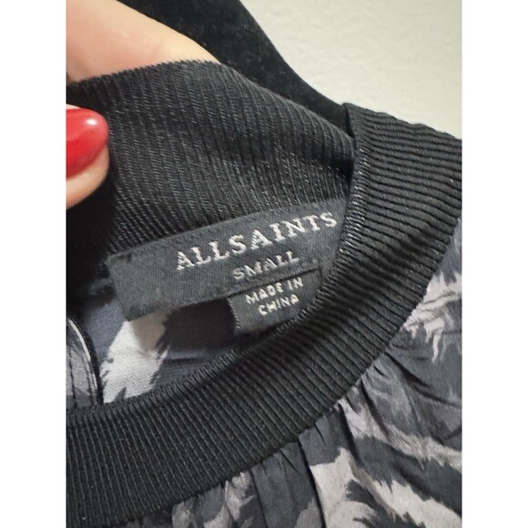 All Saints Zebra Animal Print Viscose Round Collar Midi‎ Dress Size Small - Picture 7 of 8